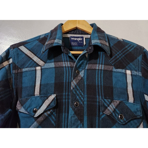 Wrangler Other - Wrangler Mens 15.5 Plaid Pearl Snap Heavy Blanket Flannel Work Western Overshirt